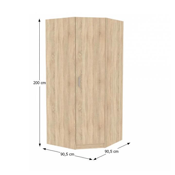 Rohová skriňa, 90cm, kombinovaná, dub sonoma, INVITA ROH