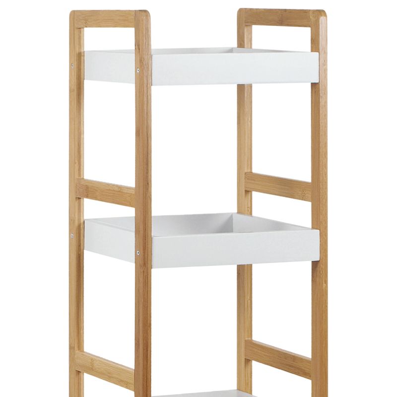 Regál, 30cm, masív, bambus, biely, DR-013-3