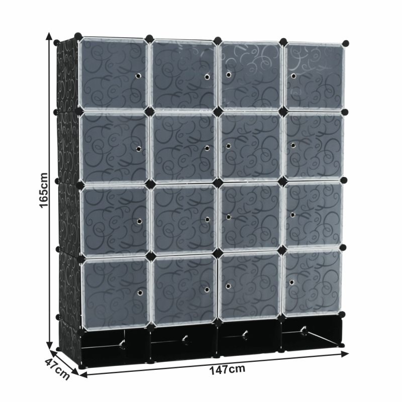 Šatníkový organizér, 147cm, plast, kov, čierny, RODAN TYP 2