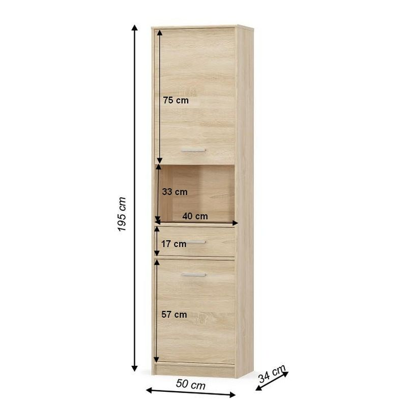 Regál, 50cm, dub sonoma, TEYO 2D1S