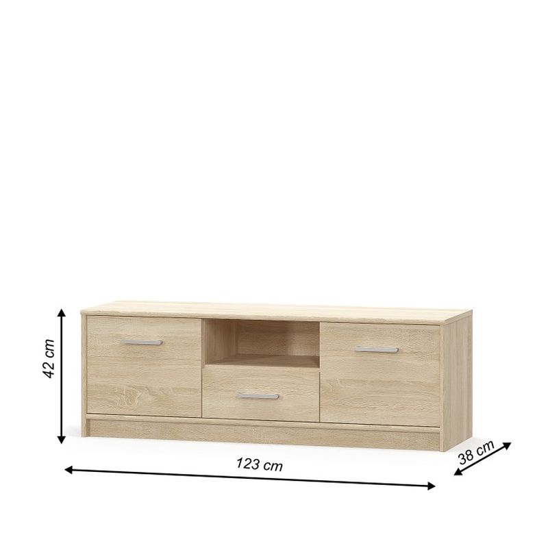 RTV stolík, 123cm, dub sonoma, TEYO 2D1S