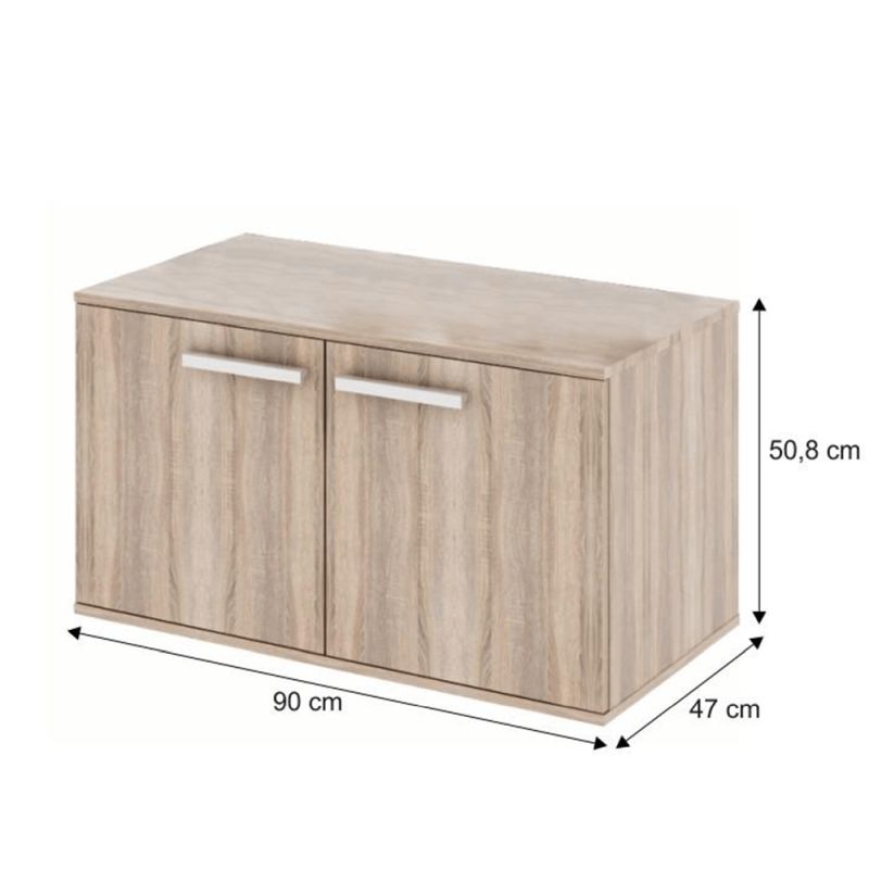 Skrinka nízka, 90cm, 2-dverová, dub sonoma, DUNAJ