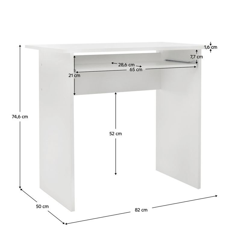 PC stôl, 82x50cm, biely, VERNER NEW