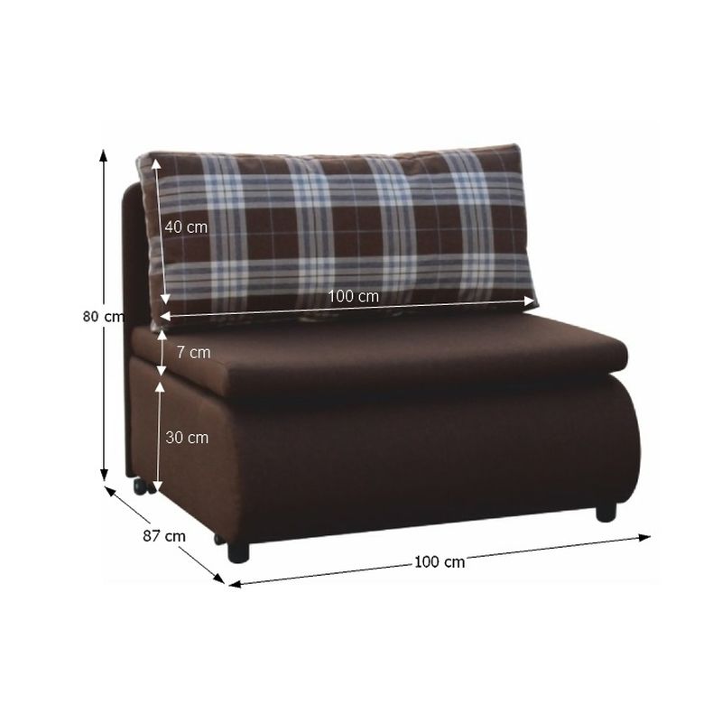 Kreslo, rozkladacie, hnedá látka, KENY NEW