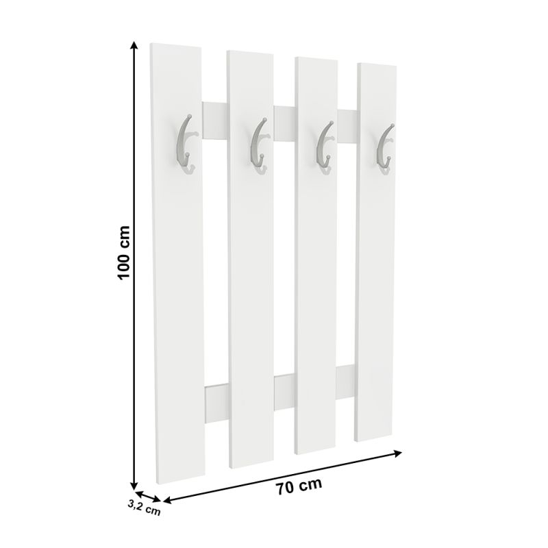 Vešiaková stena, 70cm, biela, KORADO NEW KV11