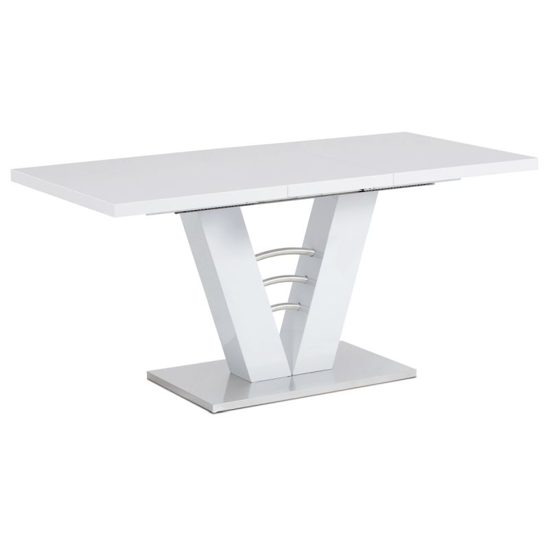 Jedálenský stôl 120-160x80cm, rozkladací, MDF, biely, HT-510 WT