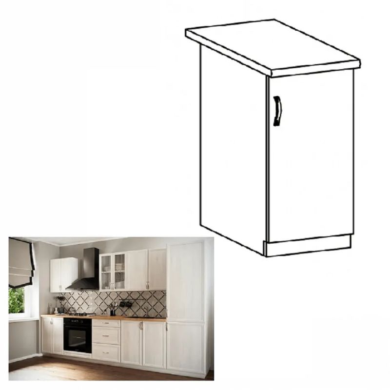 Spodná skrinka, 40cm, biela, sosna Andersen, pravá, SICILIA D40