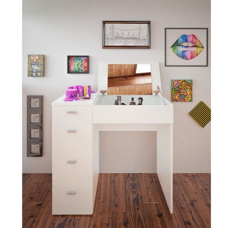 Toaletný stolík, 90cm, biely, BELINA
