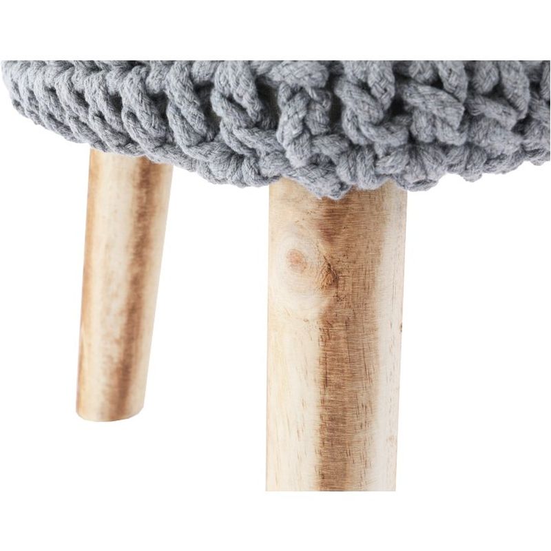 Taburet, 33cm, sivá vlna, drevo prírodné, NAIDA