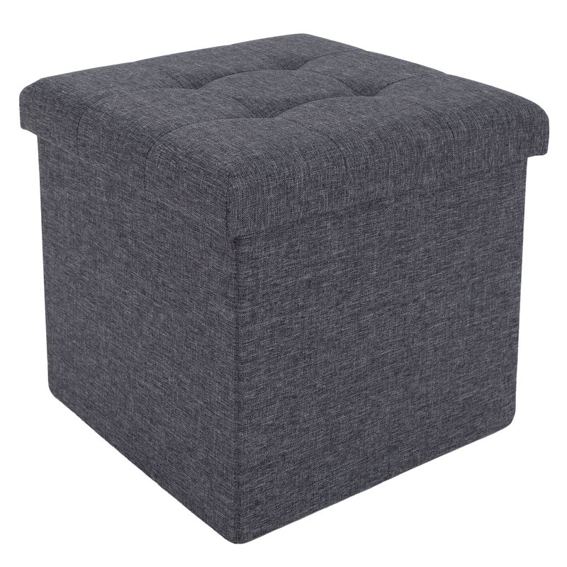 Taburet, 38cm, úložný priestor, tmavosivá látka, FALON
