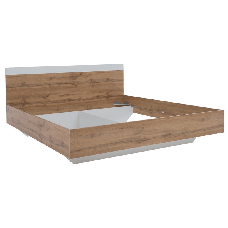 Manželská posteľ, 180x200, dub wotan, biela, GABRIELA