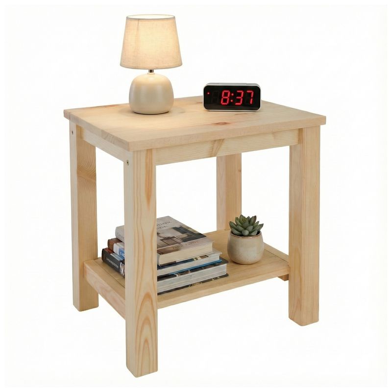 Nočný stolík, 38cm, masív, prírodný, FOSIL