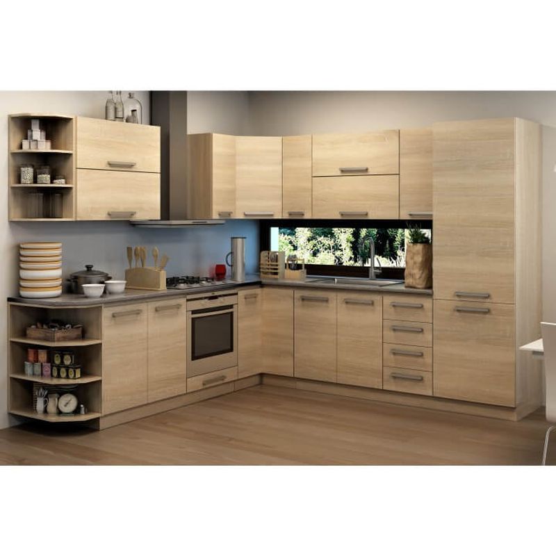 Spodná skrinka rohová, 90cm, dub sonoma, NOVA PLUS NOPL-061-RS