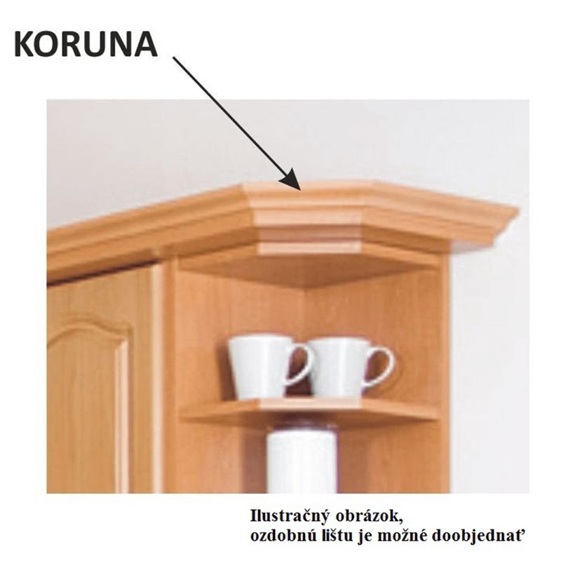 Kuchynská horná skrinka rohová, 60cm, jelša, pravá, LORA KLASIK W60/60