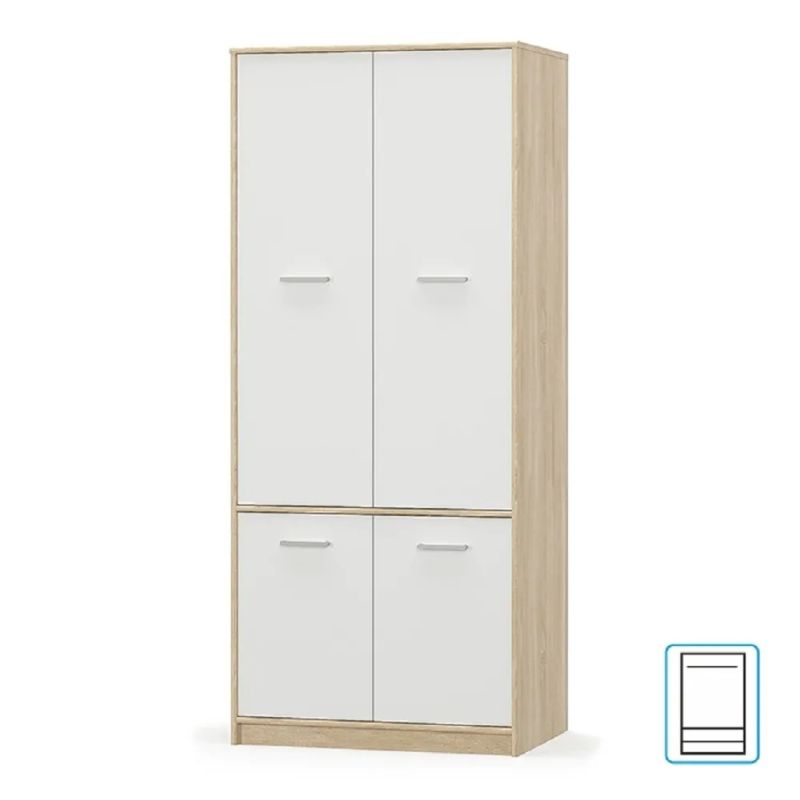 Skriňa, 83cm, kombinovaná, biela, dub sonoma, TEYO