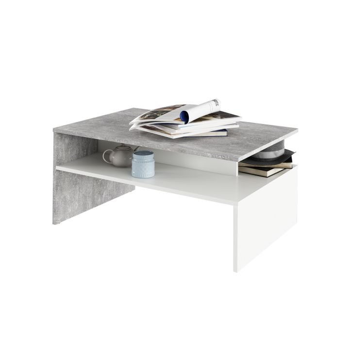 Konferenčný stolík, 90x60cm, betón, biely, DAMOLI
