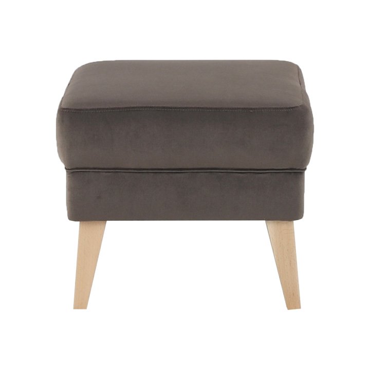 Taburet, 50cm, látka taupe sivohnedá, drevo buk, Rodeza