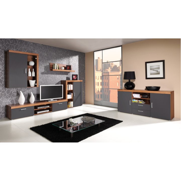 Závesná vitrína, 90cm, slivka, sivý grafit, CHERIS 4