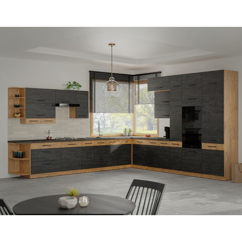 Vysoká skrinka, 60cm, sivá, dub lancelot, VEGA 60 DP-210 2F