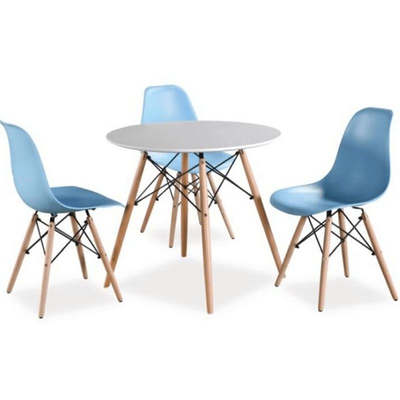 Jedálenský stôl, okrúhly 60cm, MDF, biely, buk, GAMIN NEW 60