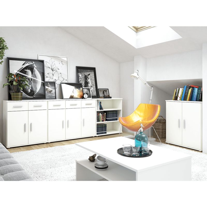 Komoda, 105cm, kombinovaná, biela, RESITA TYP 3