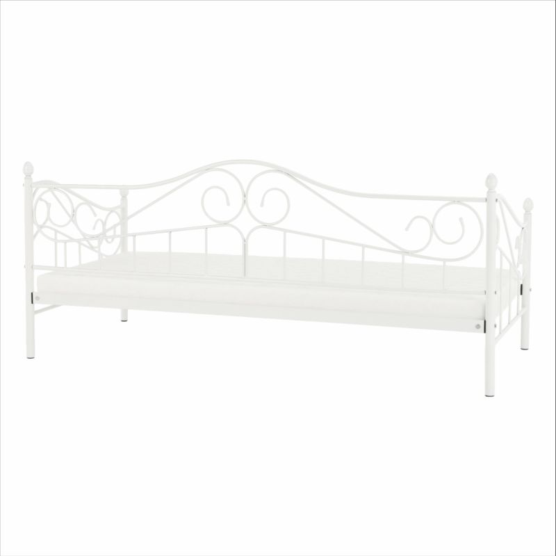 Kovová posteľ, 90x200, s roštom, biela, DAINA