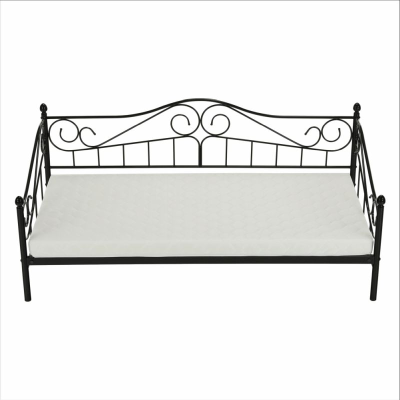 Kovová posteľ, 90x200, s roštom, čierna, DAINA