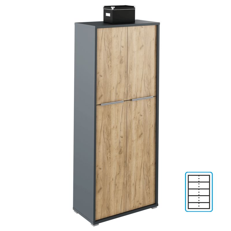 Skriňa, 75cm, policová, grafit, dub artisan, RIOMA NEW TYP 07