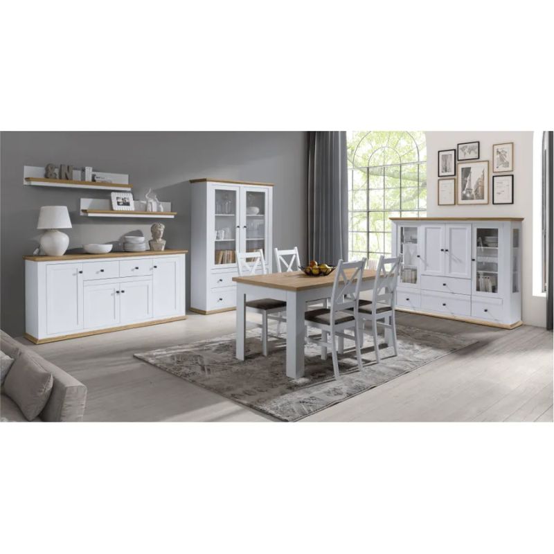 Zrkadlo, 128x71cm, biele, dub grand, LEON MZ16