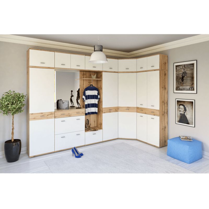 Komoda, 80cm, kombinovaná, dub wotan, biela, CYRIL TYP 4