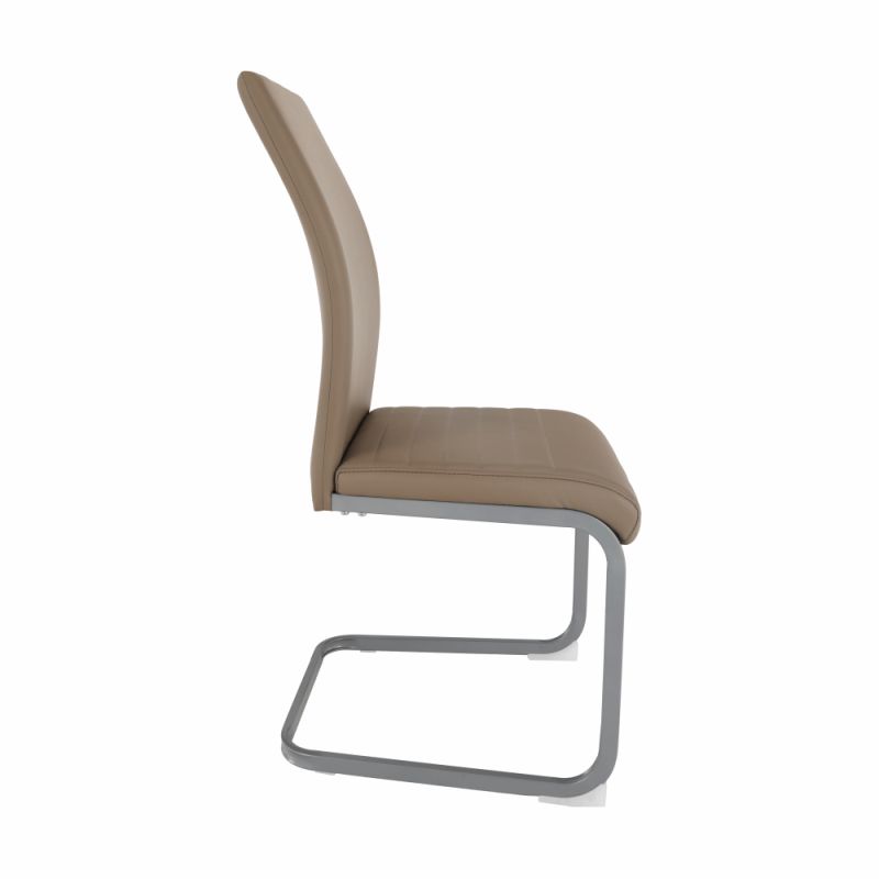 Jedálenská stolička, sivohnedá TAUPE látka, nohy sivé, NOBATA