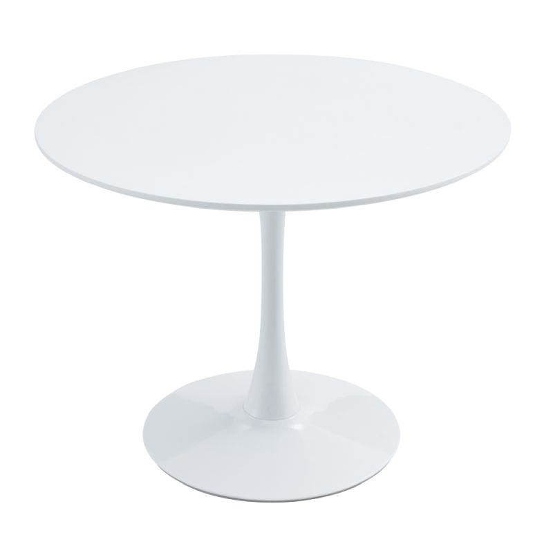 Jedálenský stôl, okrúhly 110cm, MDF, biely, REVENTON NEW