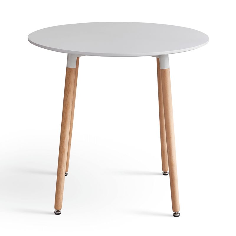 Jedálenský stôl, okrúhly 80cm, MDF, biely, buk, ELCAN NEW