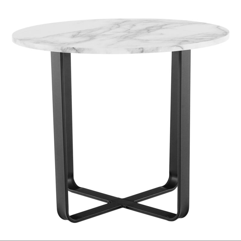 Konferenčný stolík, 60x60cm, biely mramor, čierny kov, SALINO