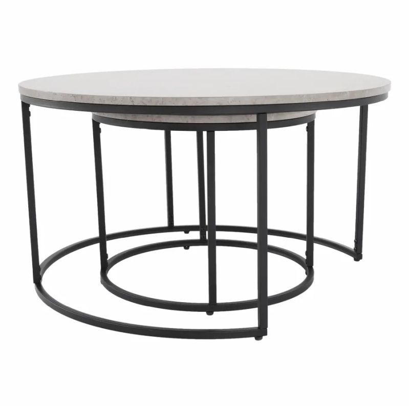 Set dvoch konferenčných stolíkov, 80x80cm, betón, čierny, IKLIN