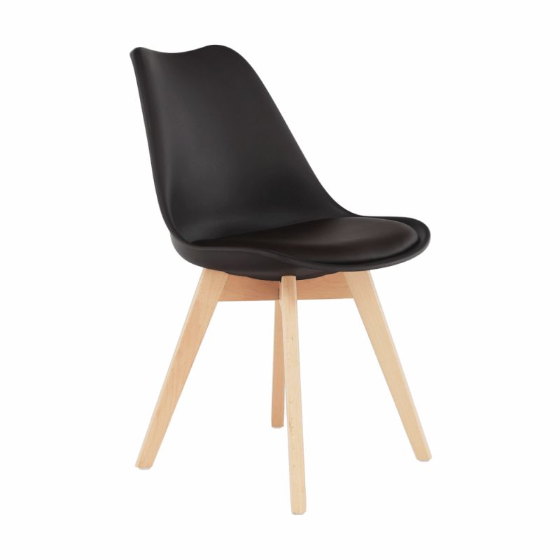 Stolička jedálenská, tmavohnedá ekokoža, nohy buk, BALI 2 NEW