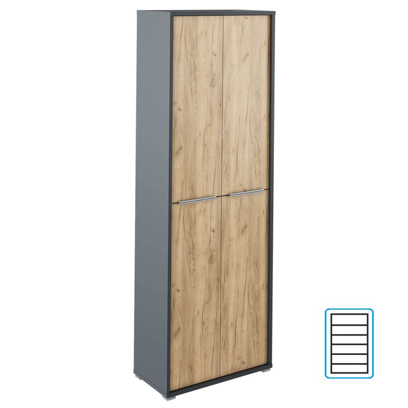 Skriňa, 75cm, policová, grafit, dub artisan, RIOMA NEW TYP 05