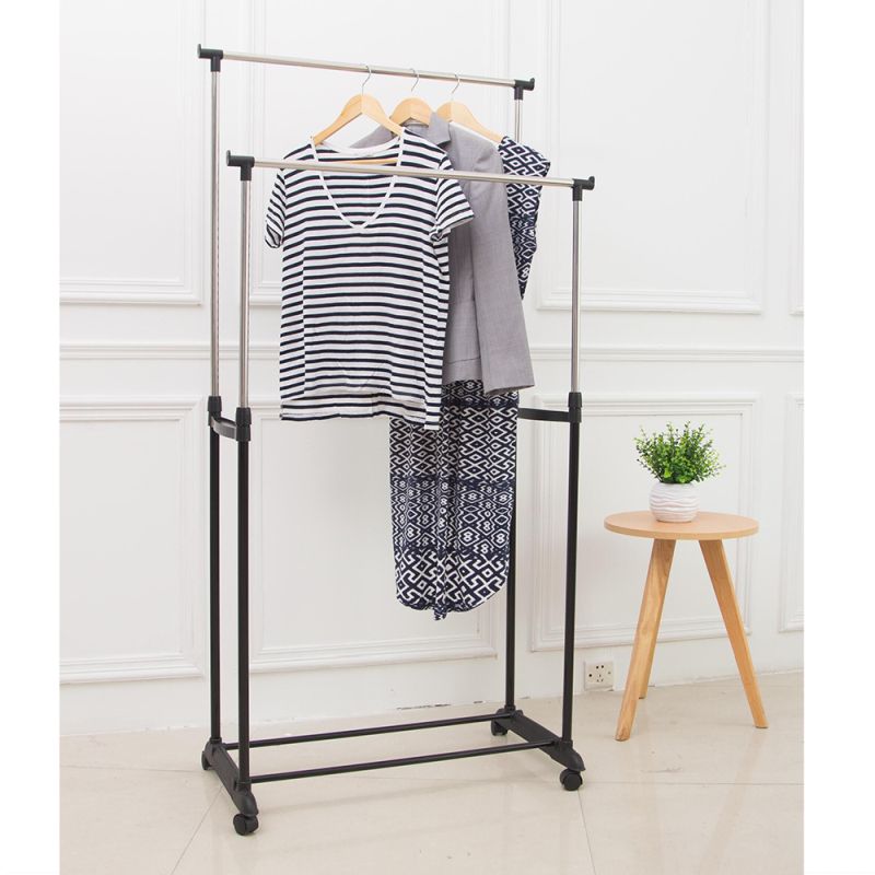 Dvojradový pojazdný vešiak, čierny, strieborný, SVAN