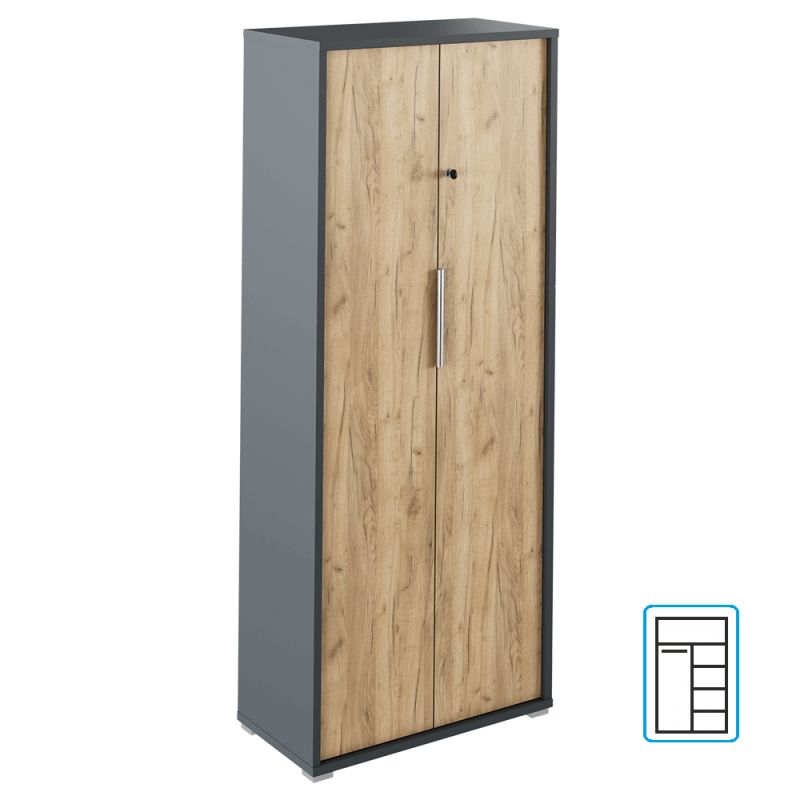 Skriňa so zámkom, 75cm, grafit, dub artisan, RIOMA NEW TYP 31