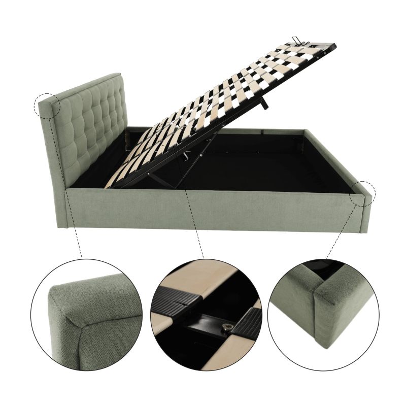 Manželská posteľ, 160x200, s roštom, mentolová, ELSIE