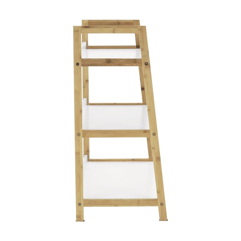 Regál, 63cm, 3-policový, biely, prírodný, KOEN TYP 1