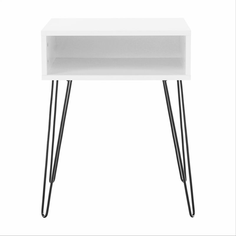 Príručný, nočný stolík, 45cm, biely, čierny, HONEJ