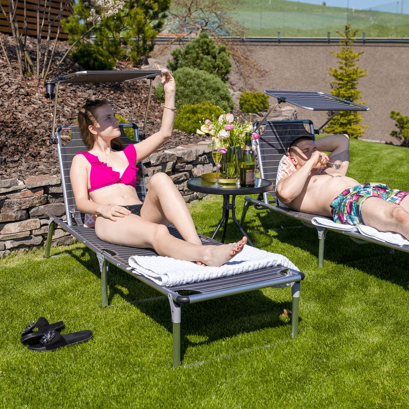 Záhradný, konferenčný stolík, čierna oceľ, tvrdené sklo, HABIR