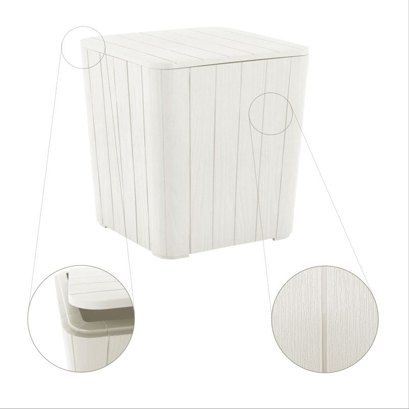 Záhradný úložný box, príručný stolík, biely, plast, IBLIS