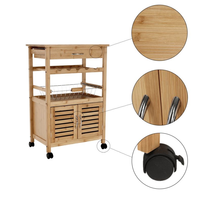 Servírovací vozík, 56cm, prírodný, NAVID