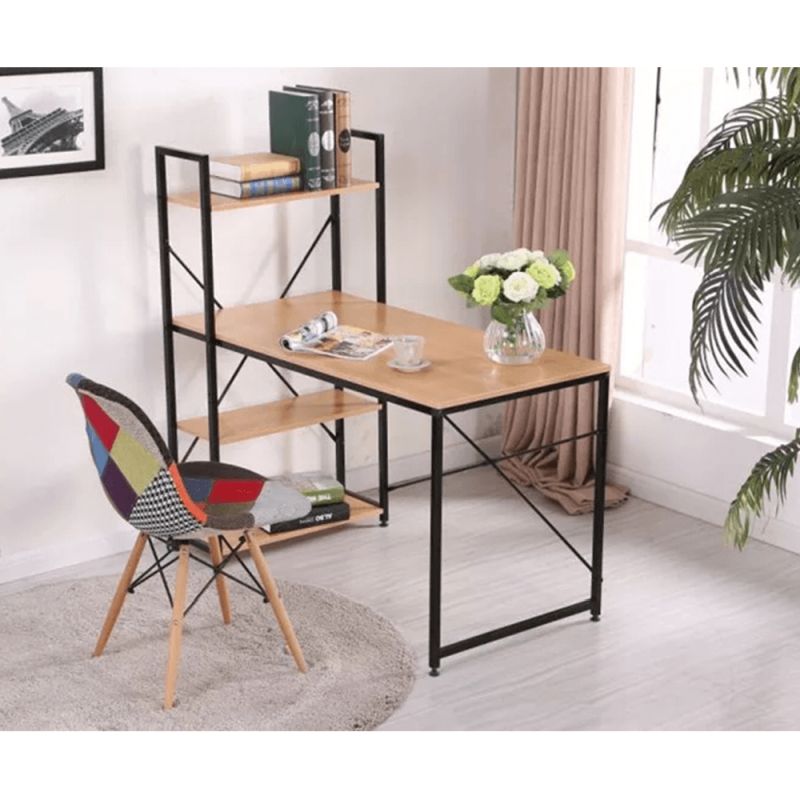 PC stôl, 120x60cm, viacúčelový stôl, dub, čierny, VEINA