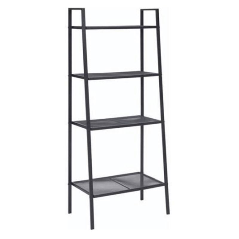 Regál, 60cm, 4-policový, kovový, čierny, ALDEA
