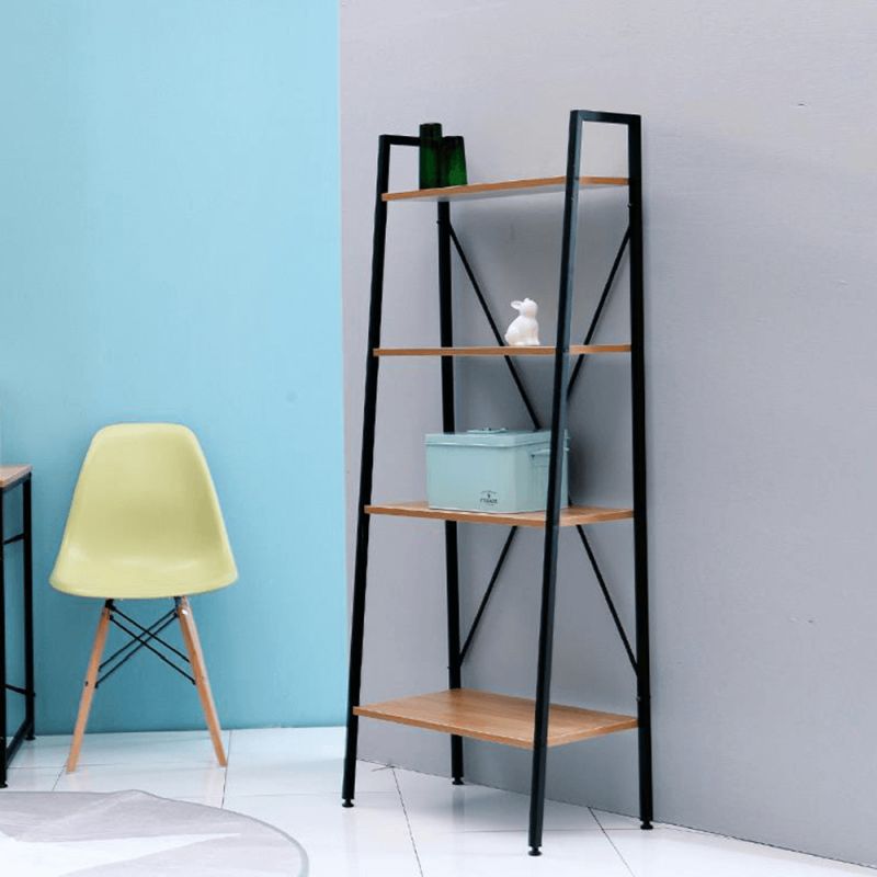 Regál, 60cm, 4-policový, dub, čierny, THEA