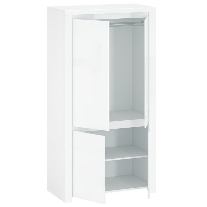Skriňa, 106cm, kombinovaná, biely lesk, LINDY 4D