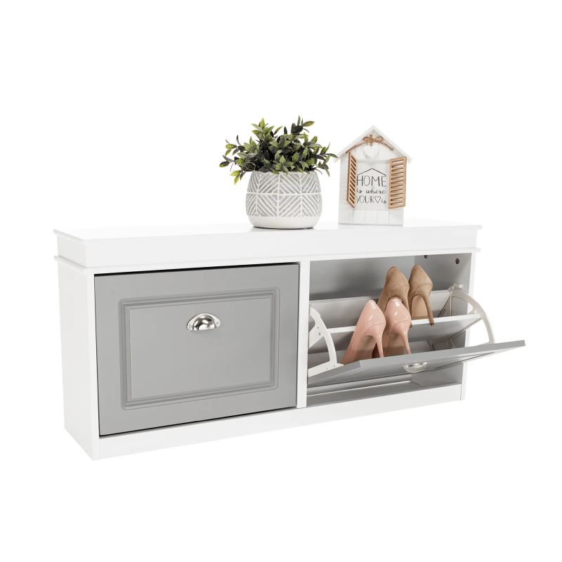 Botník, 104cm, 2-radový, biely, sivý, SEBER TYP 4